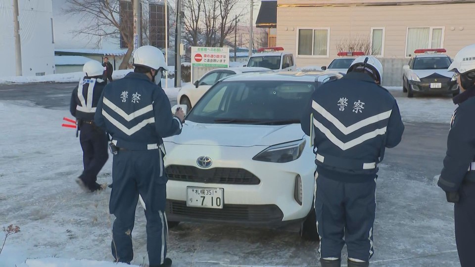 事故現場（10日午後　北海道北広島市）