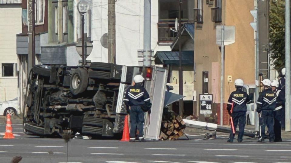 事故現場（18日午前　北海道留萌市）視聴者提供